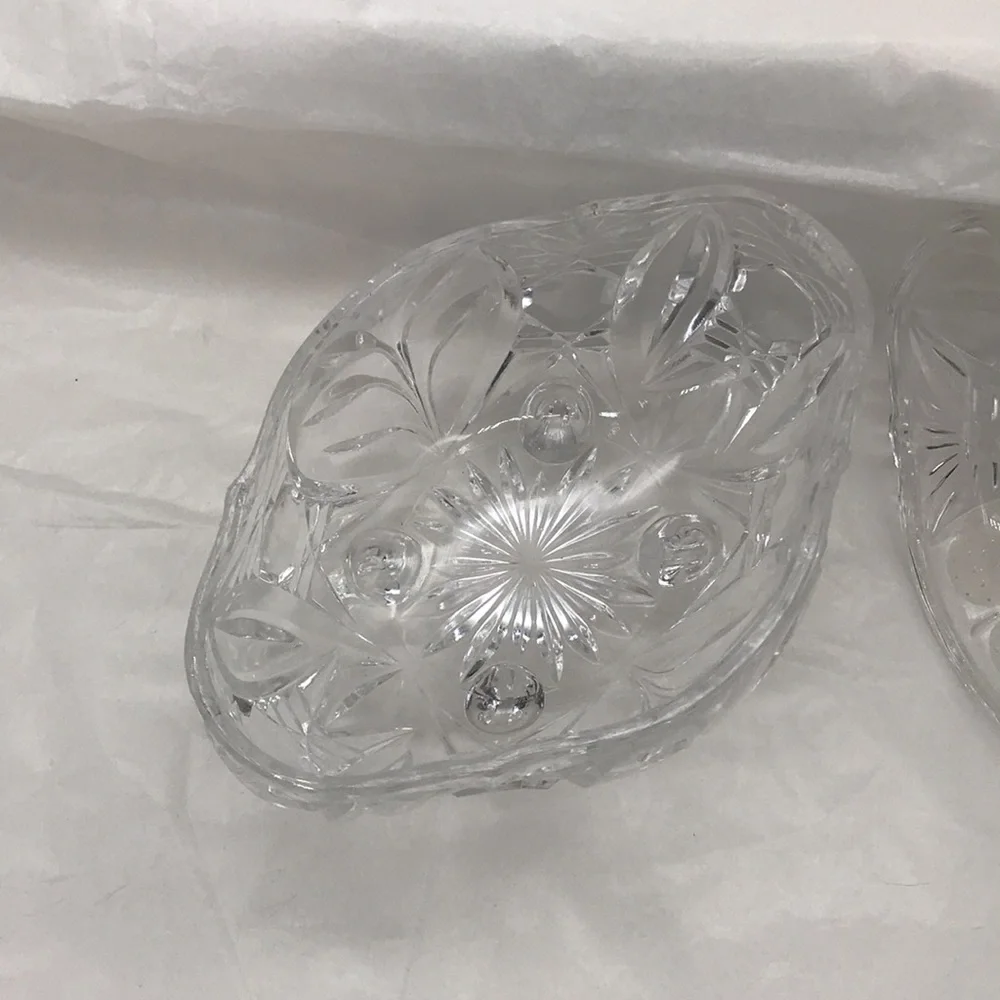 Vintage Cut Glass, Crystal Clear, Candy Footed Bowl With Lid - Picture 4 of 9